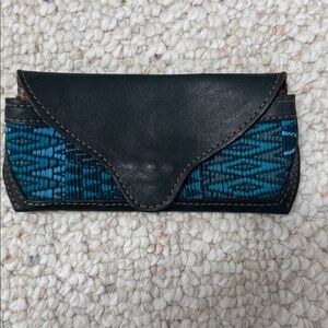 Handmade Leather Guatemalan Huipil eye glass case  -